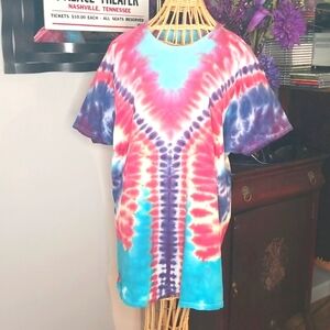 Hand Crafted Handmade Upcycled Large Short Sleeve 100% Cotton Tie Dye T-shirt